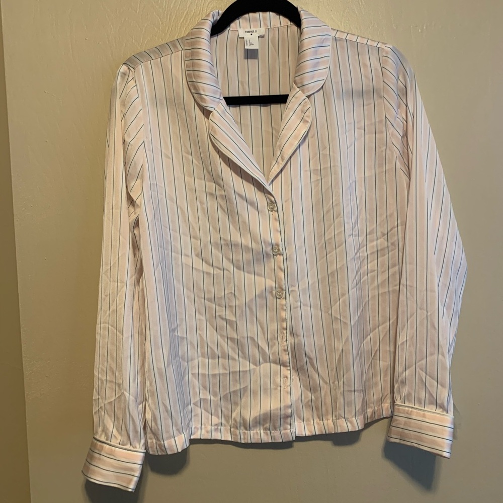 Forever 21 Satin Striped Pajama Set